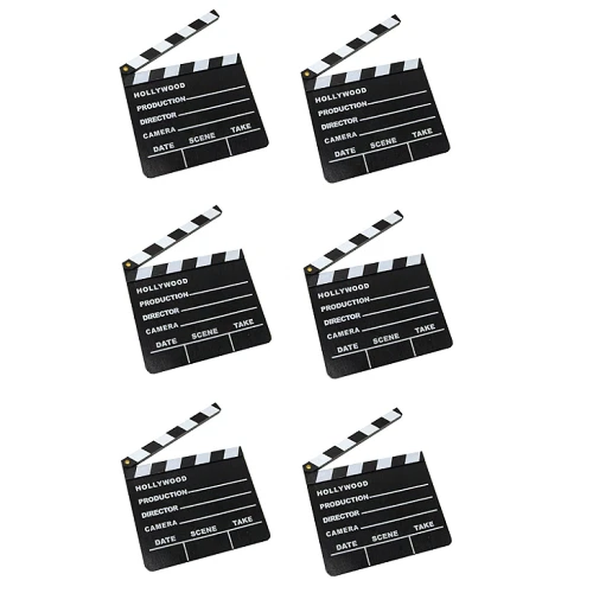 6 Pack New Hollywood Clapboard Clapper Clap Board Movie Sign Director Chalkboard