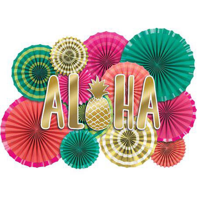 Aloha Paper Fan Wall Decoration Kit - Amscan