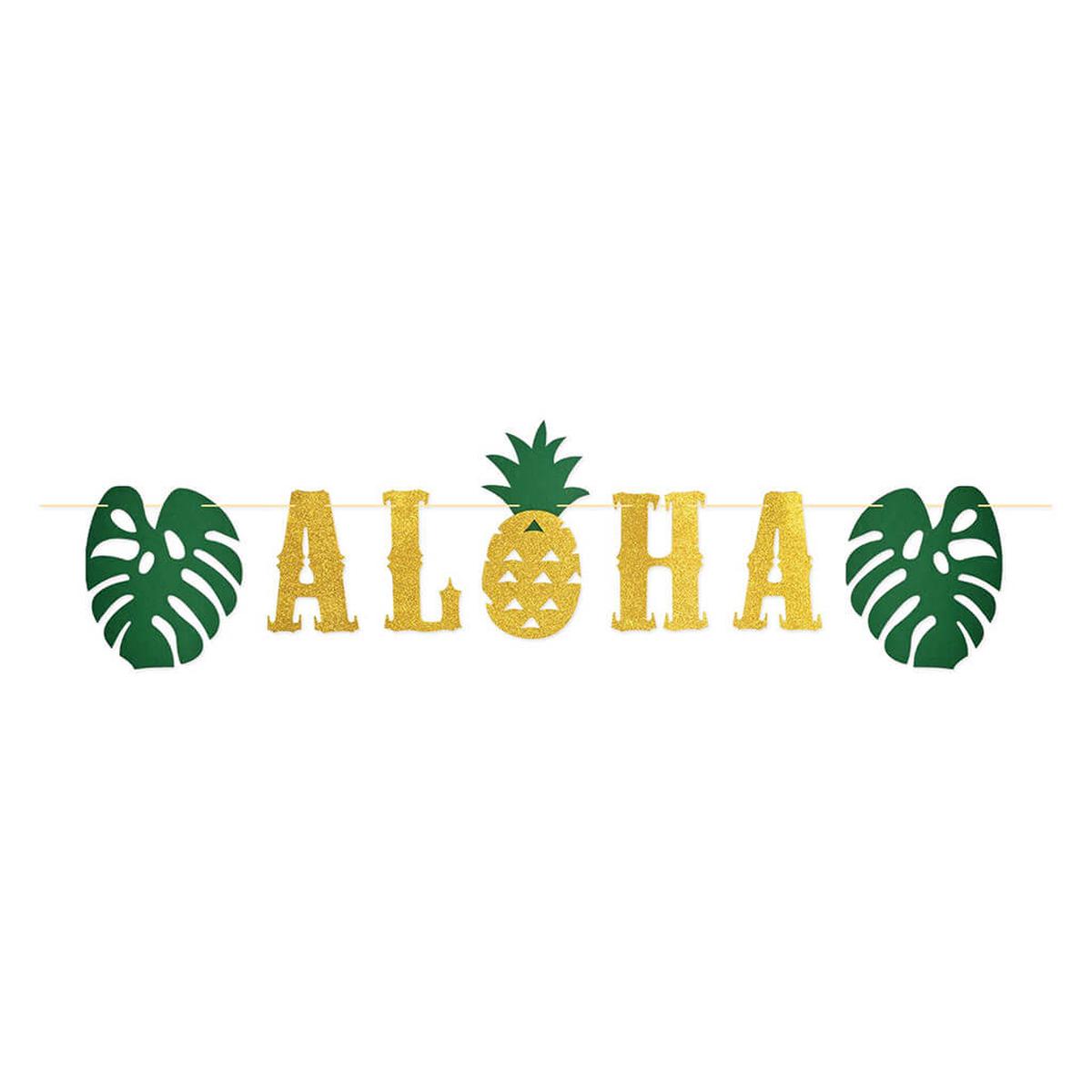 Glittered Aloha Streamer 16in x 6ft