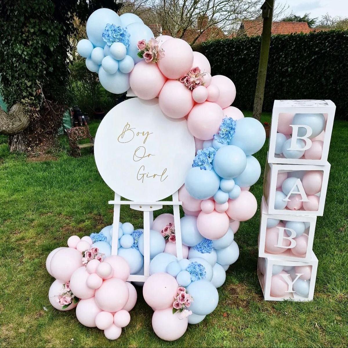 Hospital or Home Welcome Baby Mini Chain Balloon Blue and Pink with Customizable Circle KT Board wi