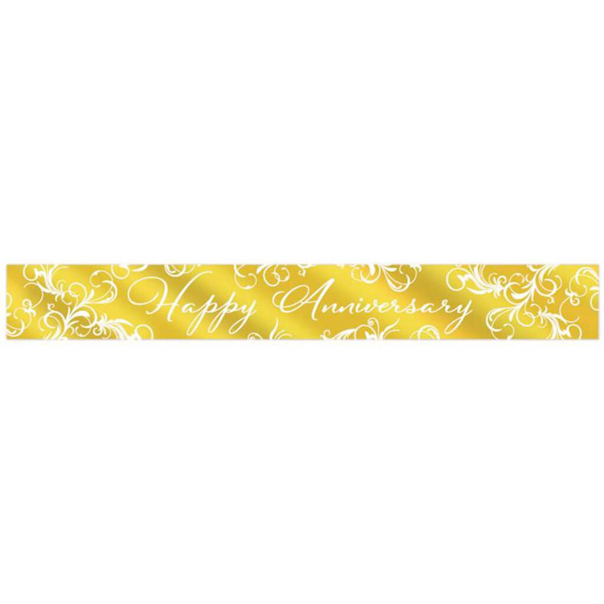 Metallic Happy Anniversary Banner 75in x 5ft Gold