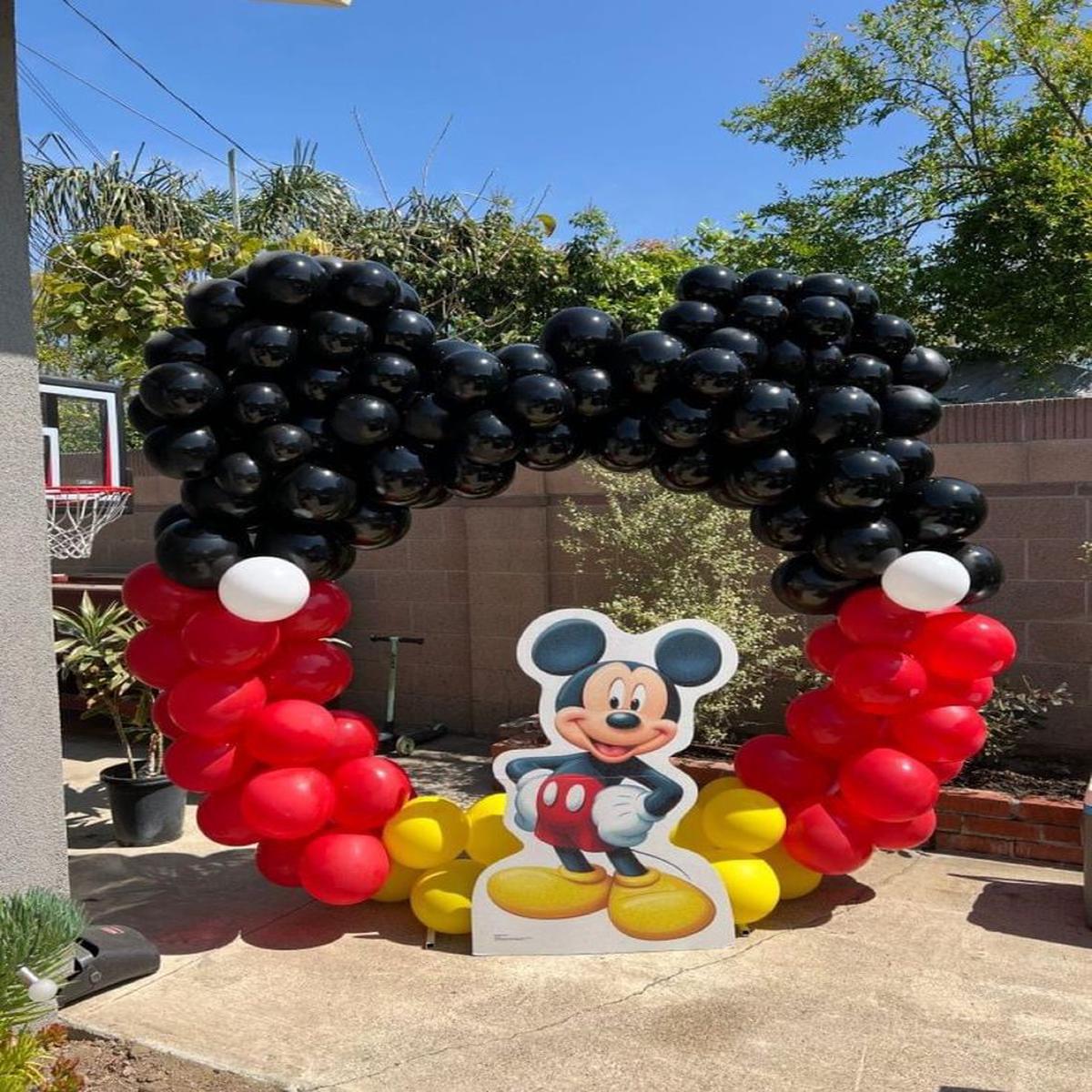 Mickey Mouse-Themed with Balloons Black, Read, Yellow and White Shaped as Mickey Mouse with Mickey 