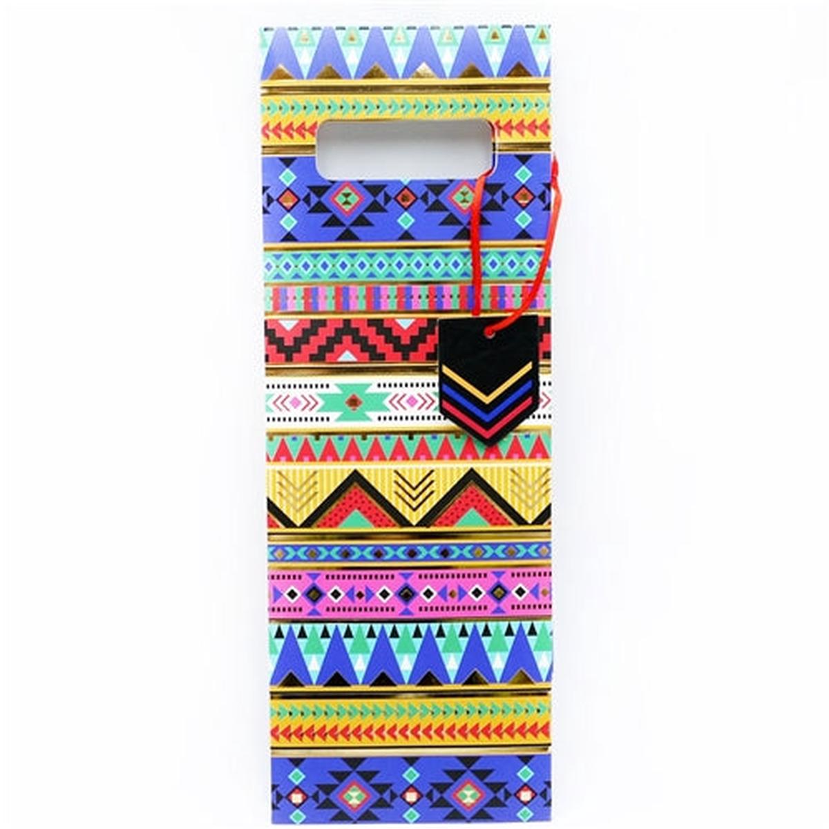 Paper Craft Bottle Gift Bag - Aztec Desgins