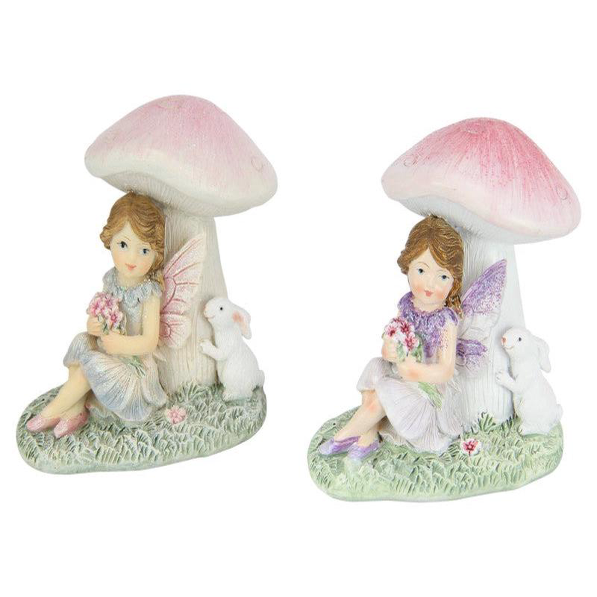 FAIRY WRABBIT SITTING UNDER MUSHROOM
