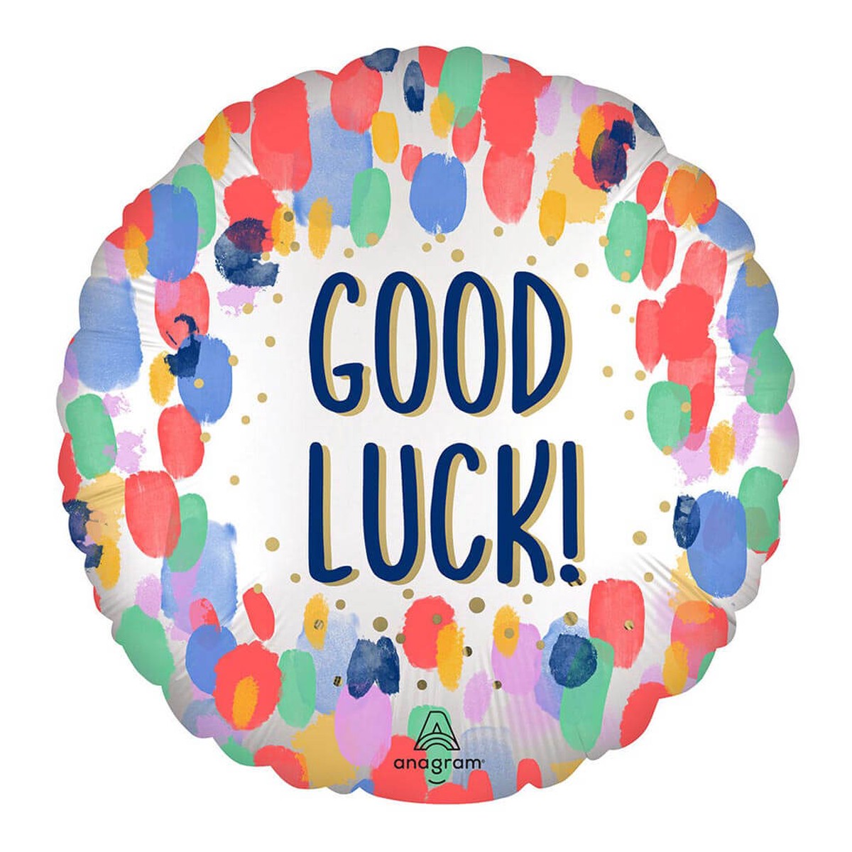 Satin Painterly Dots Good Luck Foil Balloon 18in