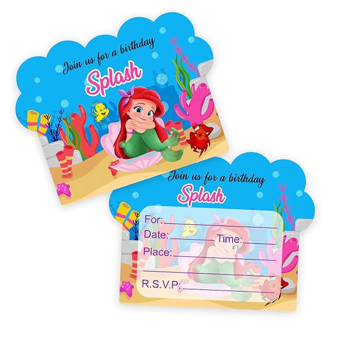 Birthday Invitation Cards - 25Pcs, Childrens Birthday Invitation Cards | Mermaid Theme Invitation Card For Birthday Boy, Girl | Mermaid Invitation Cards For Kids Party | Happy Birthday Invites