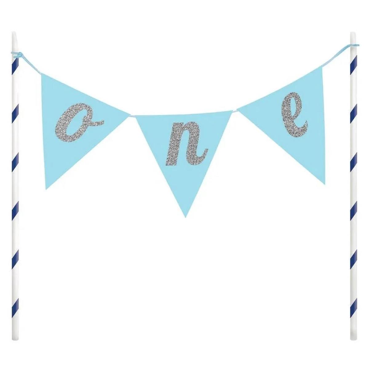 Blue One Pennant Cake Topper