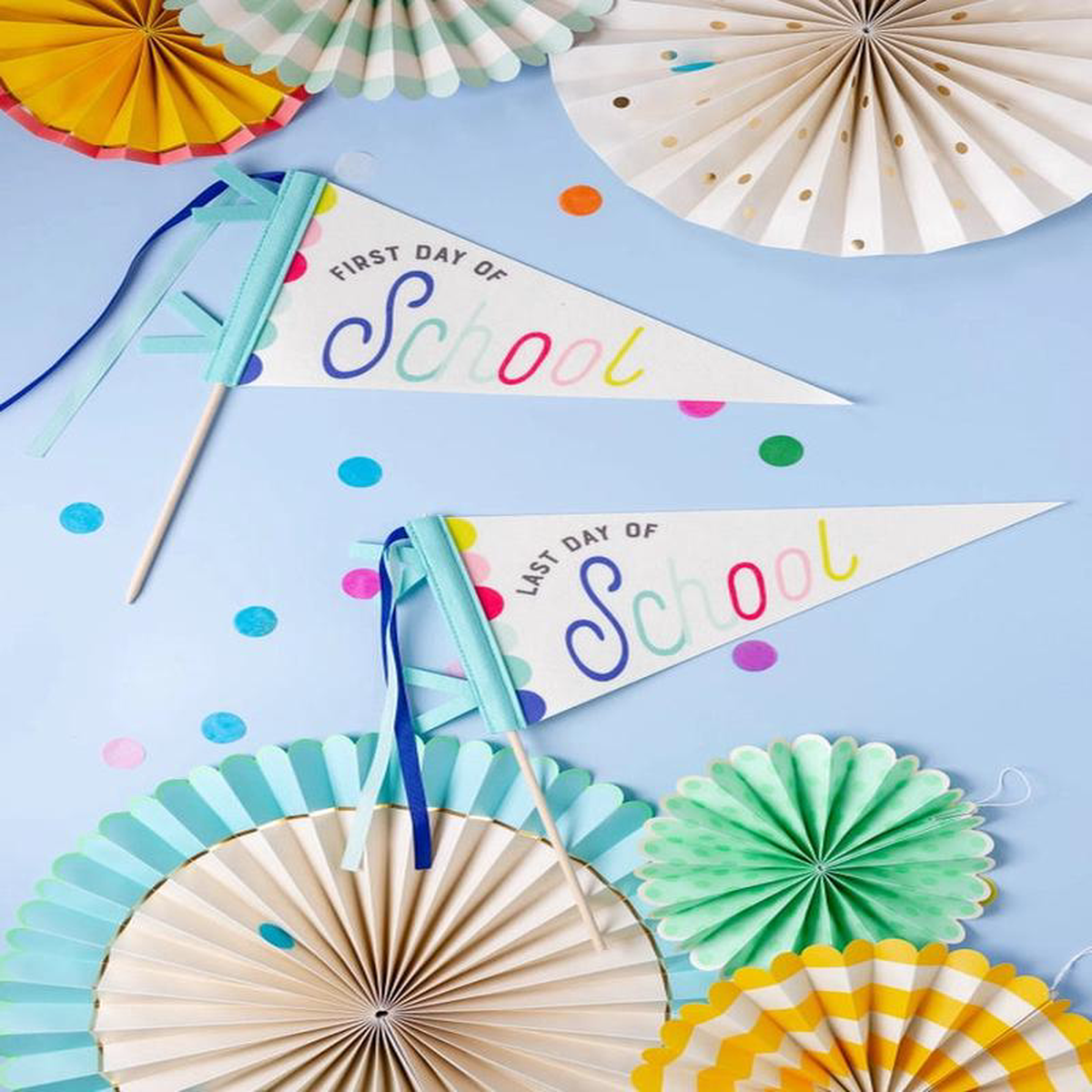 First and Last Day of School Pennant Banner 8211 Set of 2