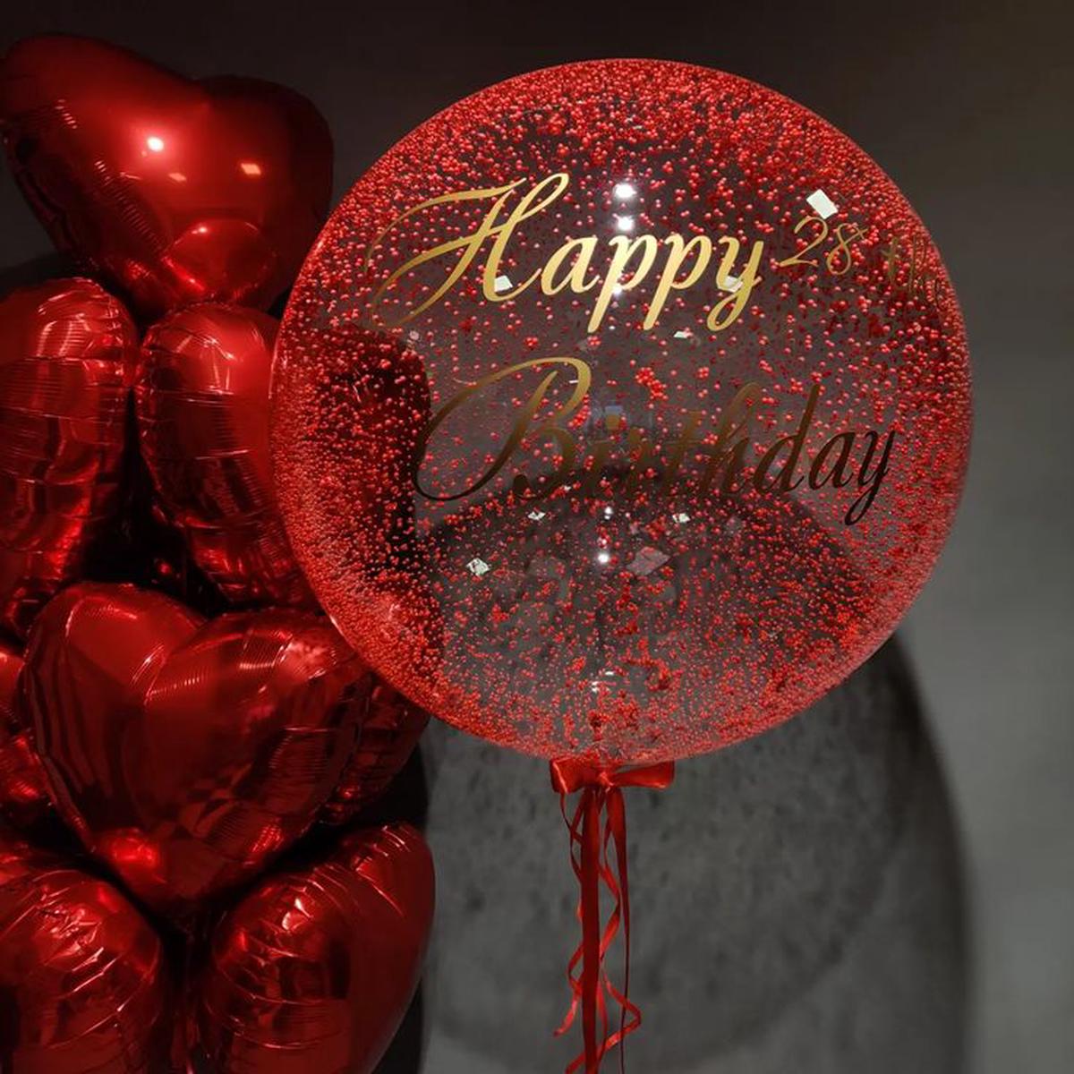 10pcs Red Heart-Shaped Helium Foil Balloons Bunch with Personalised Clear with Customize Sticker, R