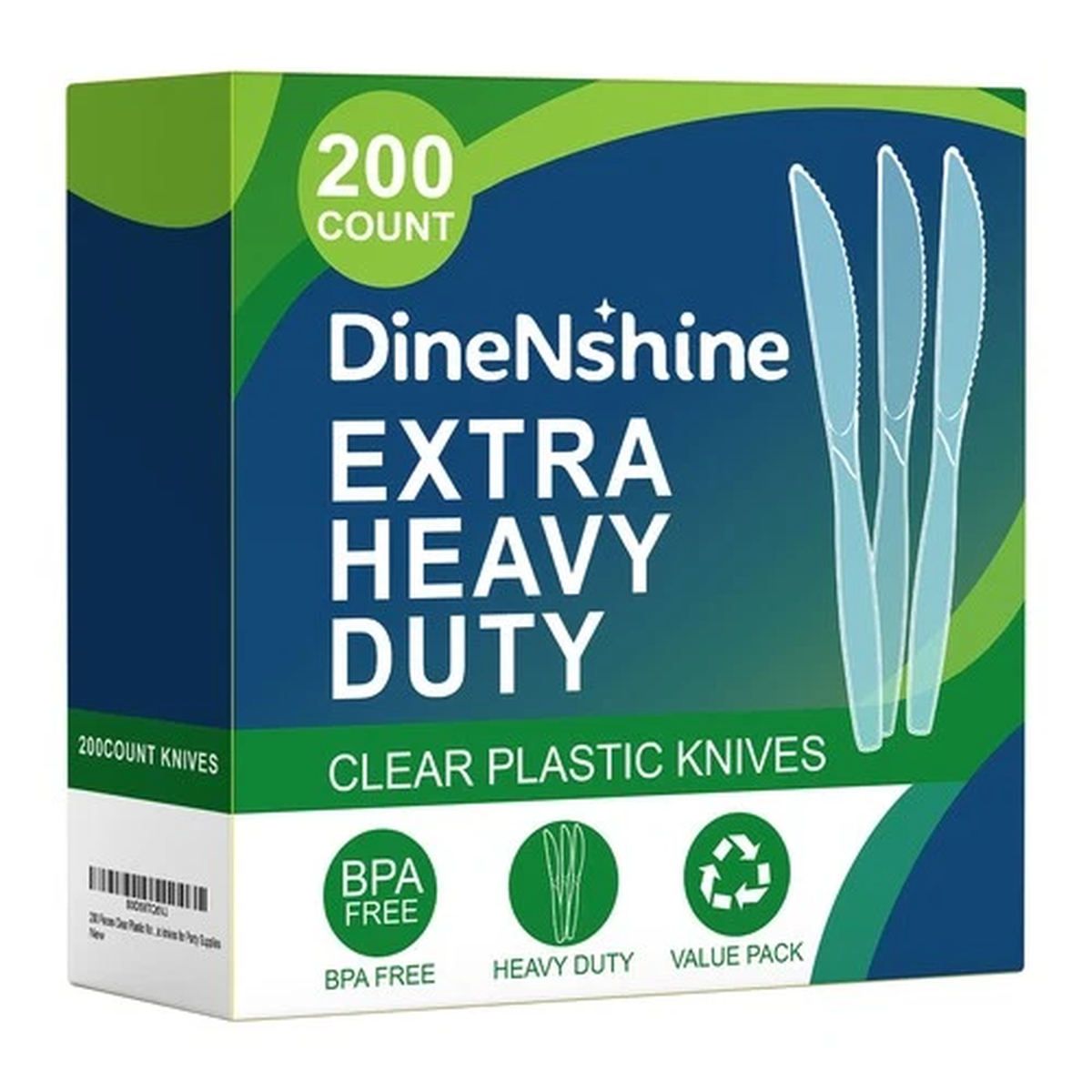 200 Pieces Clear Plastic Knives Heavy Duty Disposable -, BPA-Free, Heat Resis...