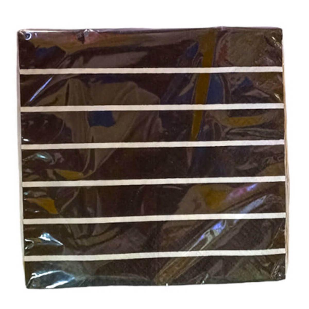 Black Striped Beverage Napkins 16ct