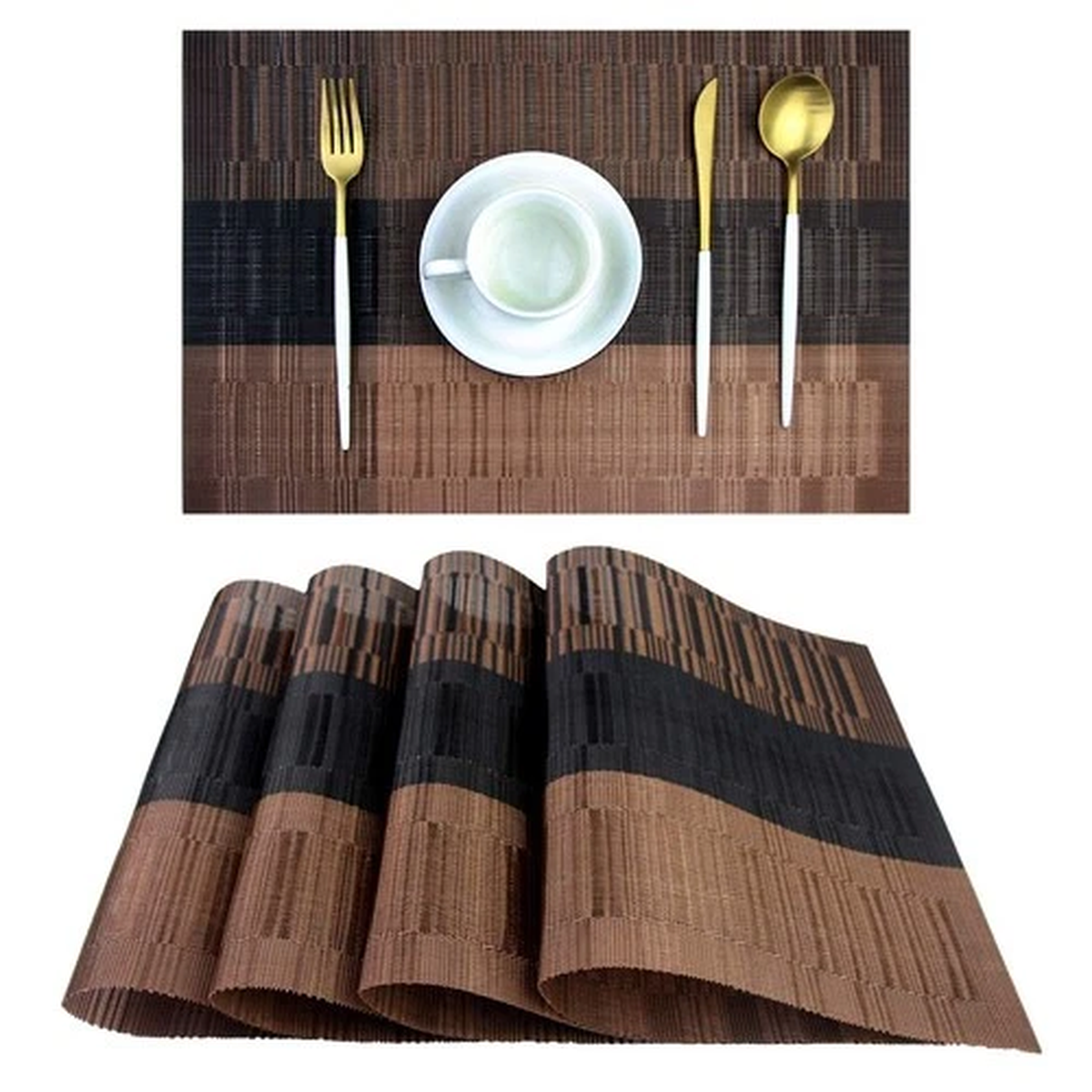 PIGCHCY Placemats,Durable Placemats for Dining 4 Placemats, A: Brown