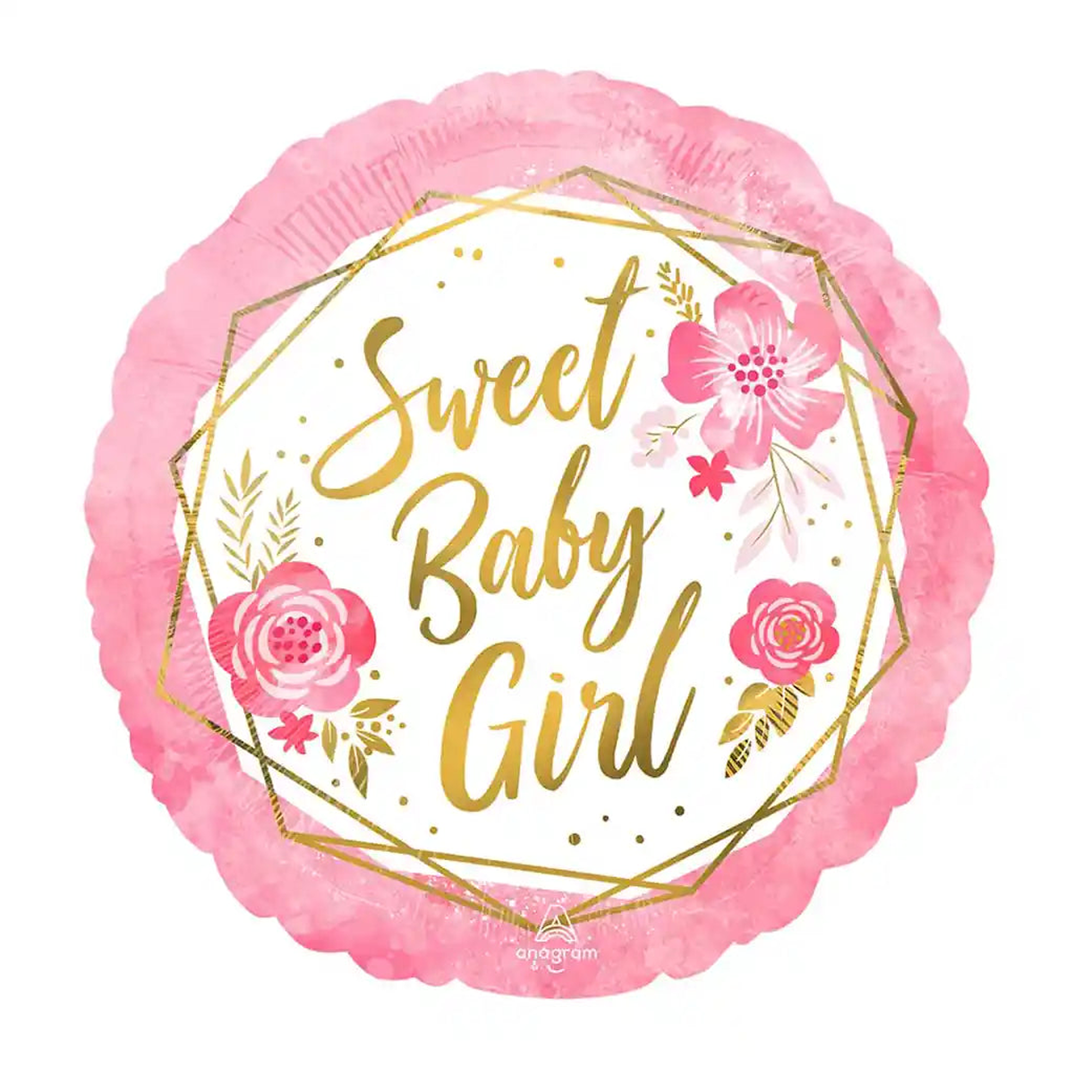 Baby Girl Floral Geo Foil Balloon 18in