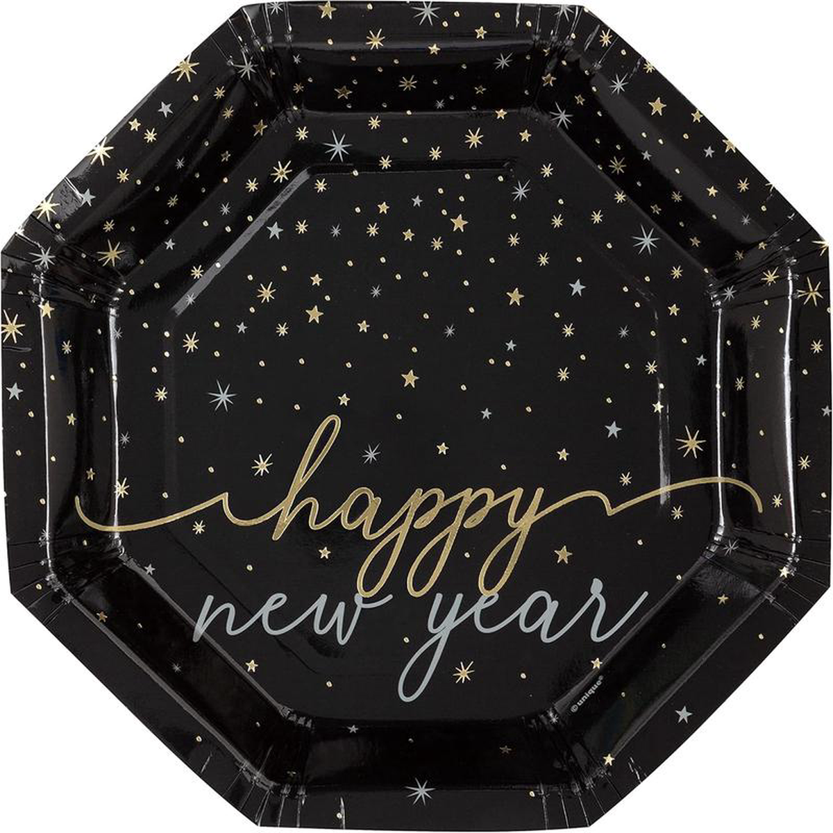 Disco New Year 825 inch Octagonal Shape Plate 8ct