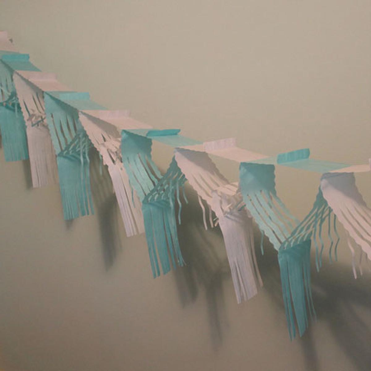 Light Blue & White Drop Fringe Garland | 20 In. x 12 Ft.