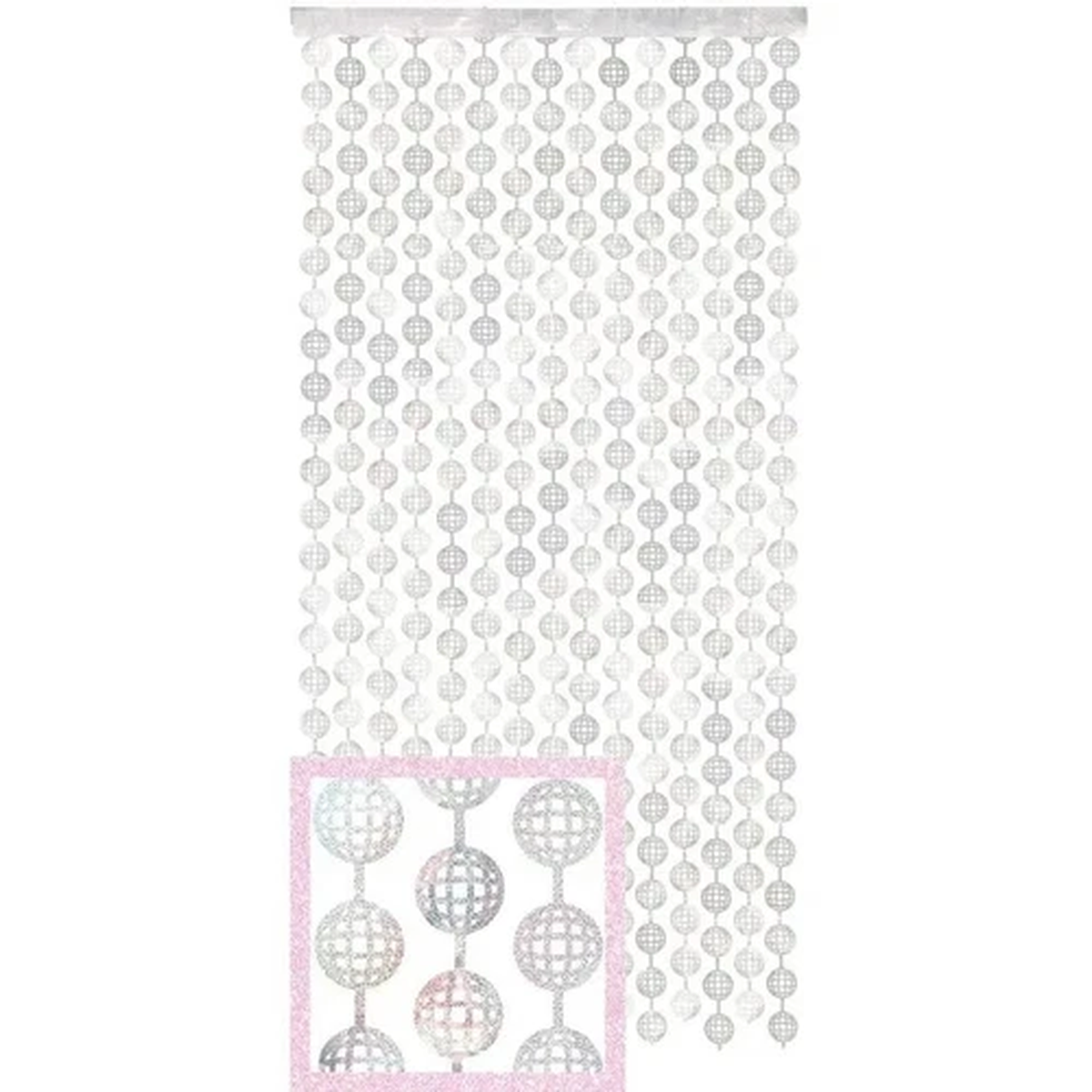 Bolaras Disco Ball Foil Curtain - Silver - Self adhesive - (39" x 79")