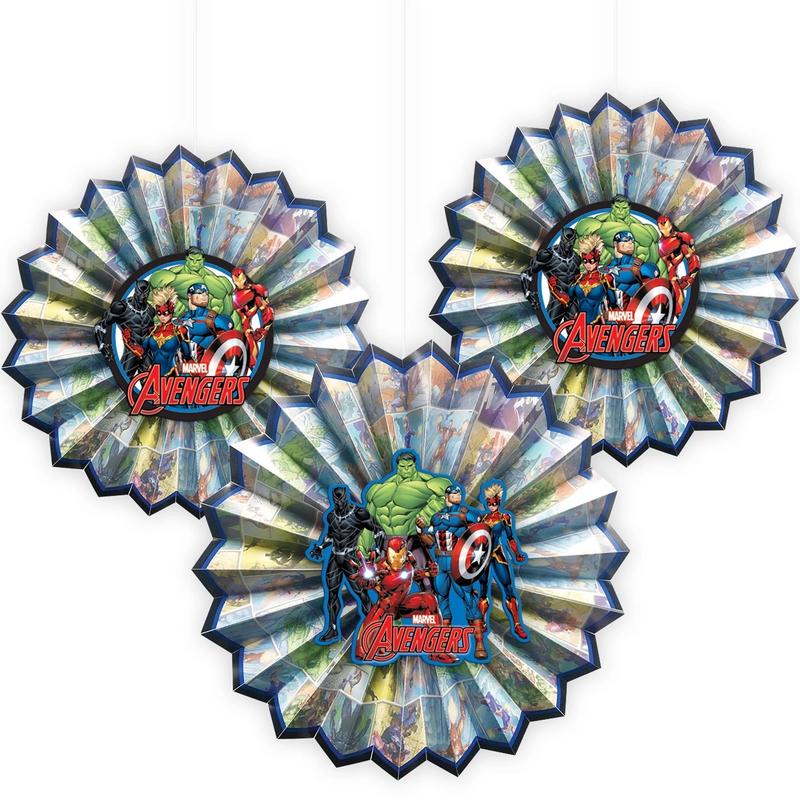 Marvel Avengers Powers Unite Paper Fan Decoration 3pc - Amscan