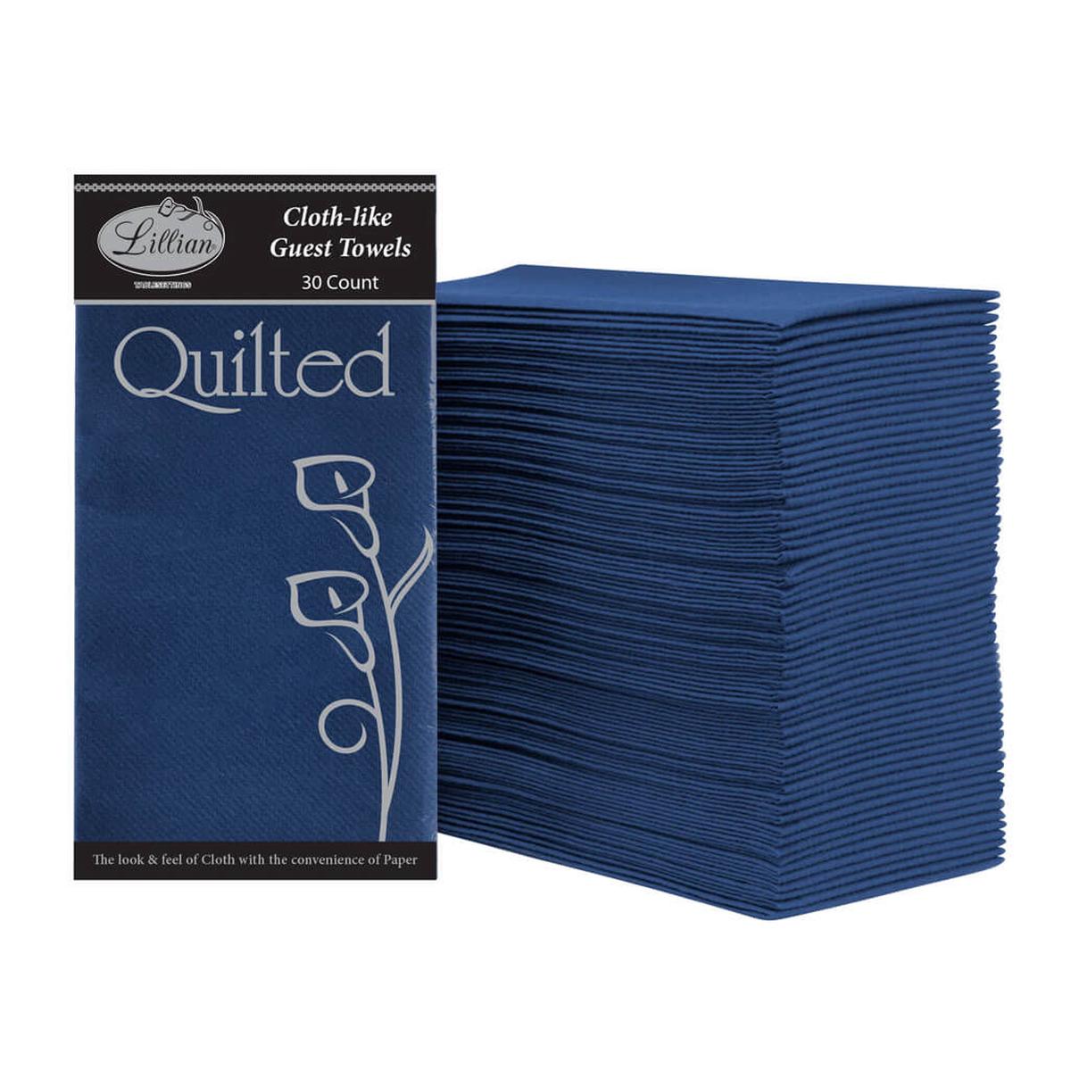 Navy Quilted Cloth Guest Towel 30ct