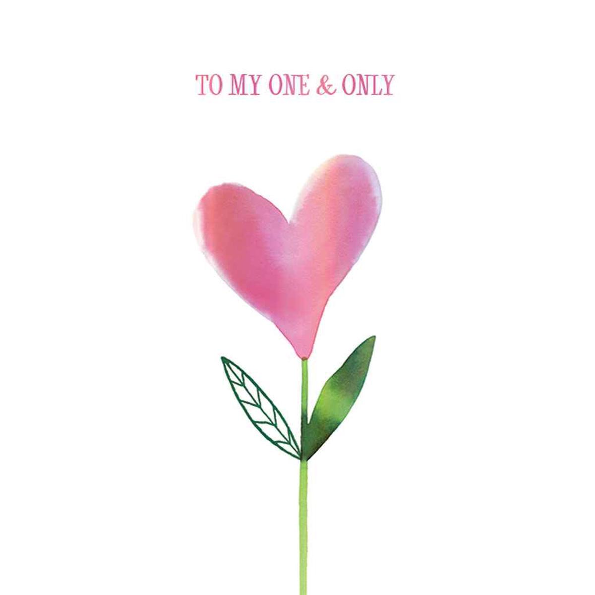 Pink Heart Flower Greeting Card