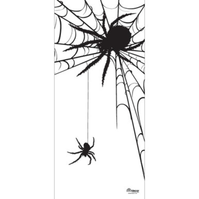 36 x 80 White and Black Spiders Halloween Front Door Banner Mural Sign Decoration
