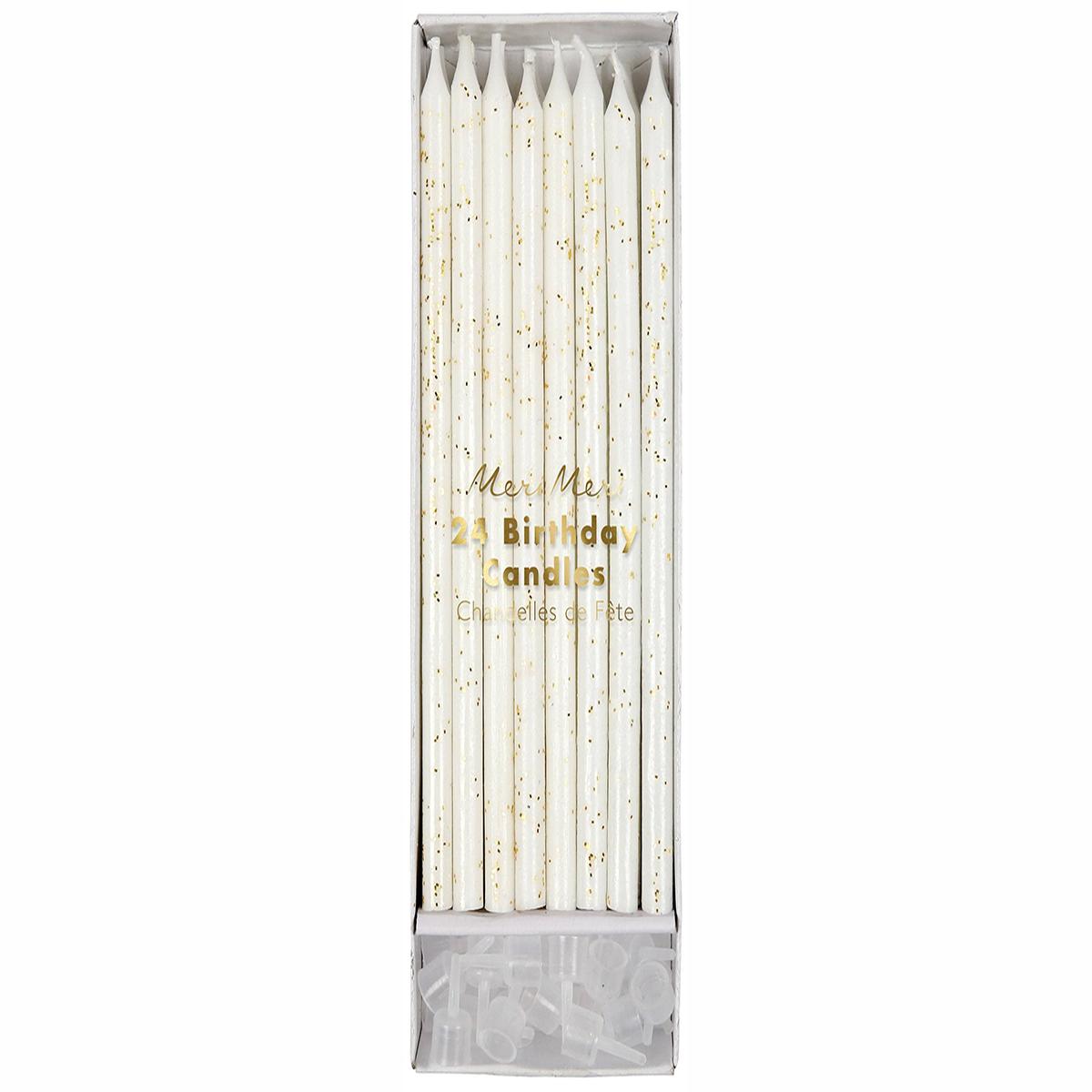 Gold Glitter Candles, Set of 24