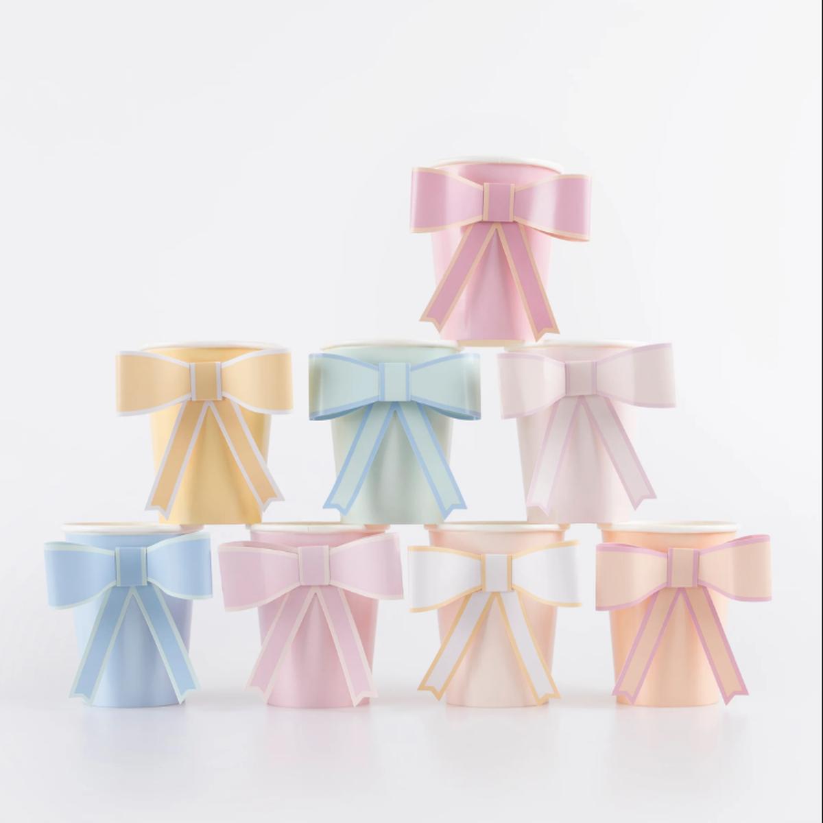 Pastel Bow Cups (x8)