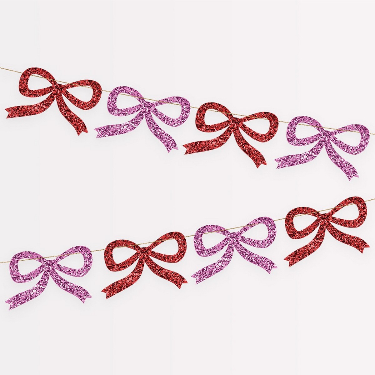 Red Pink Glitter Bow Garland