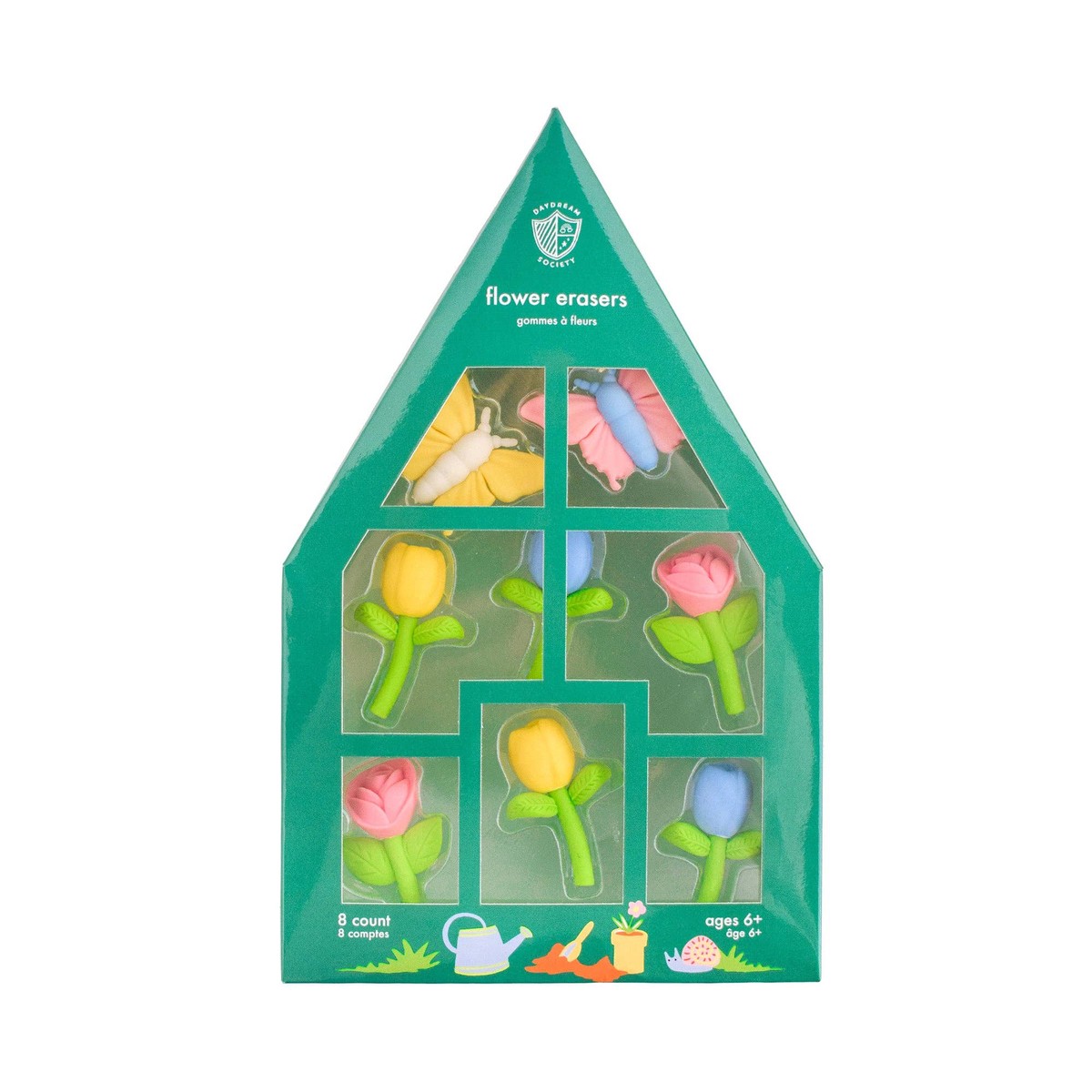 Spring Flowers Butterflies Eraser Set
