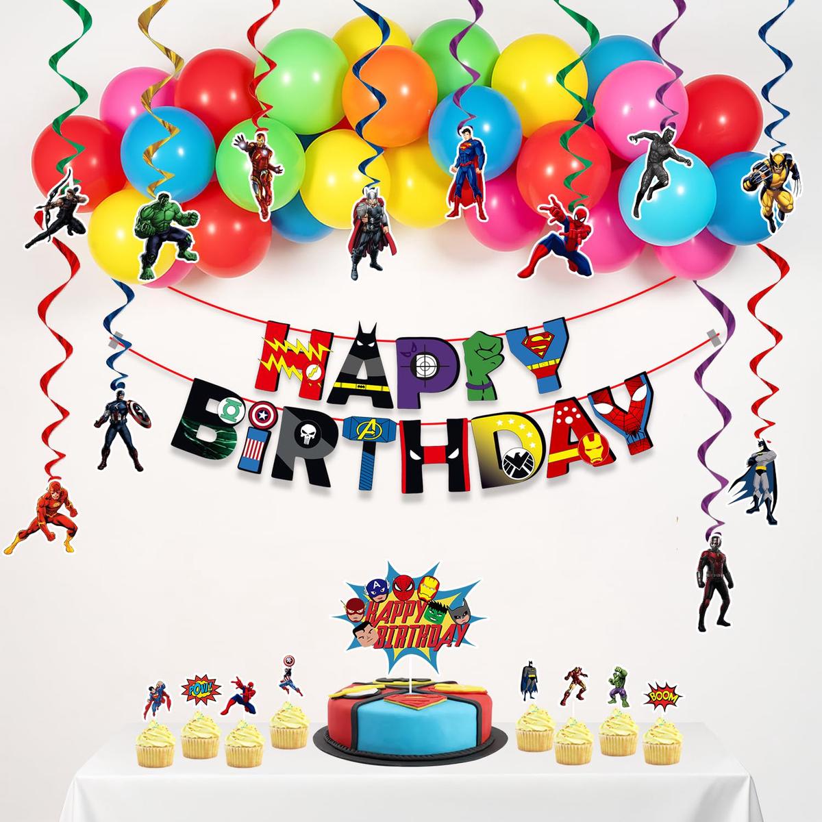 Super Hero Theme Birthday Decoration Kit for Boys - 42 Pcs