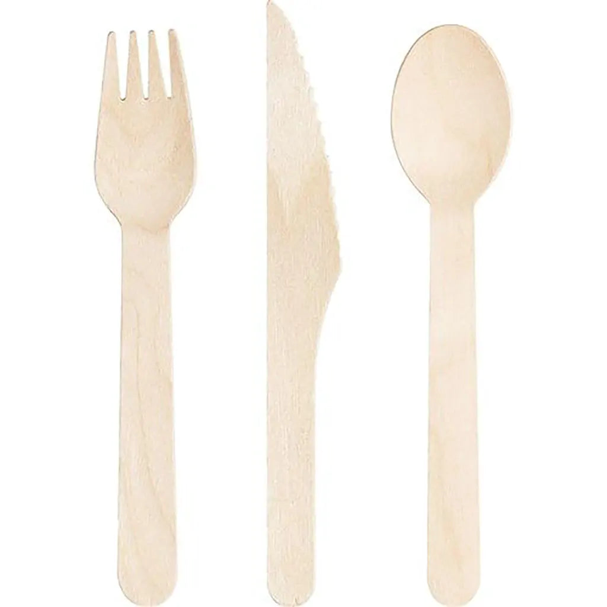 Wooden Cutlery Assorted 24ct Natural