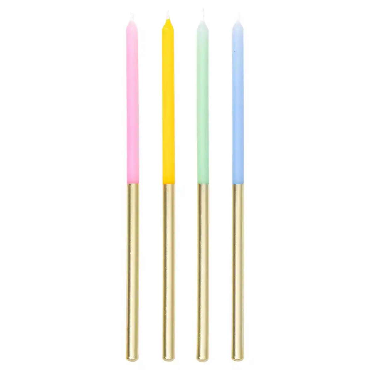 Pastel and Gold Party Candles 6in, 12ct