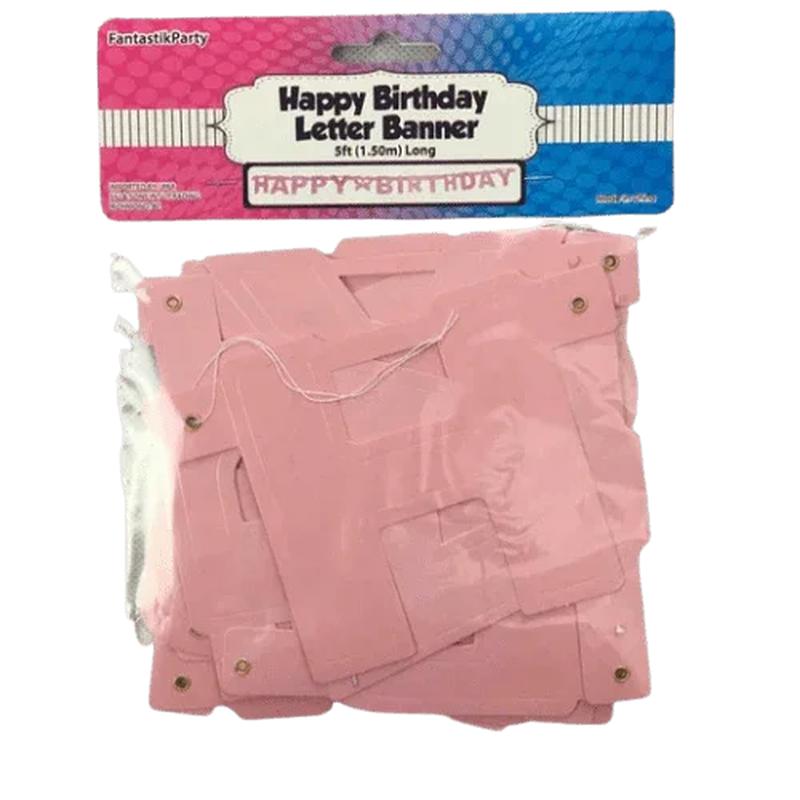 Happy Birthday Baby Pink Banner Letter 5' | 1ct