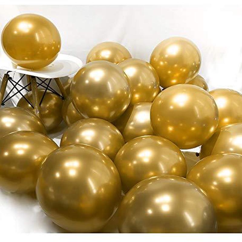 3.2g 12Inch 100pcs Metallic Chrome Balloon in Gold for Wedding Birthday Party Decoration (Gold)