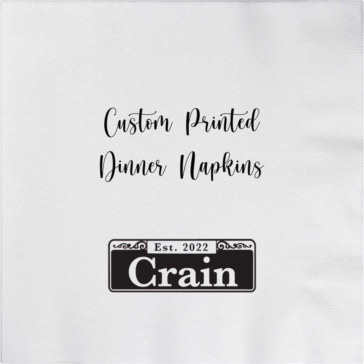 Custom Printed Linen Like Dinner Napkins Personalized for Wedding Rehearsal Dinners Corporate Events and Birthdays