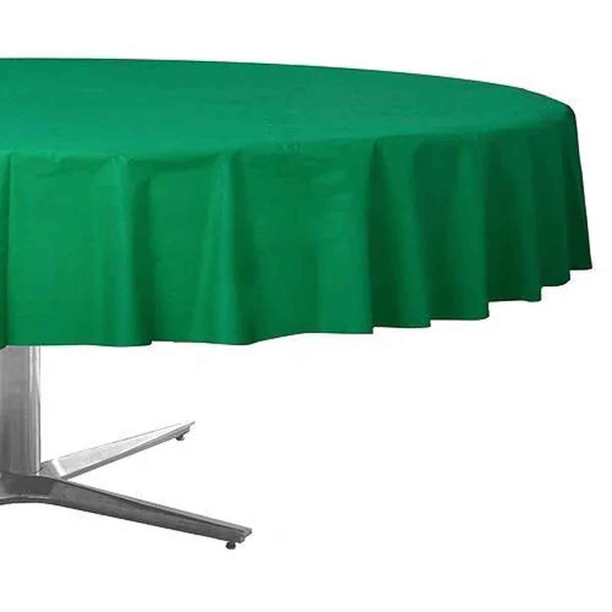 Festive Green Round Table Cover 84in | 1ct