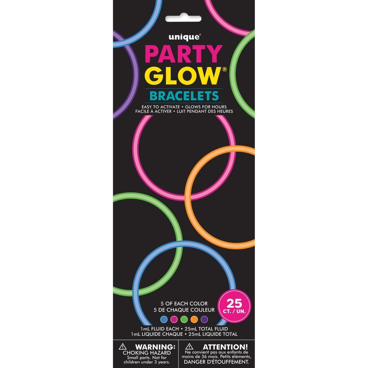 Glow Stick Bracelets, 8 Inches, 25 Count