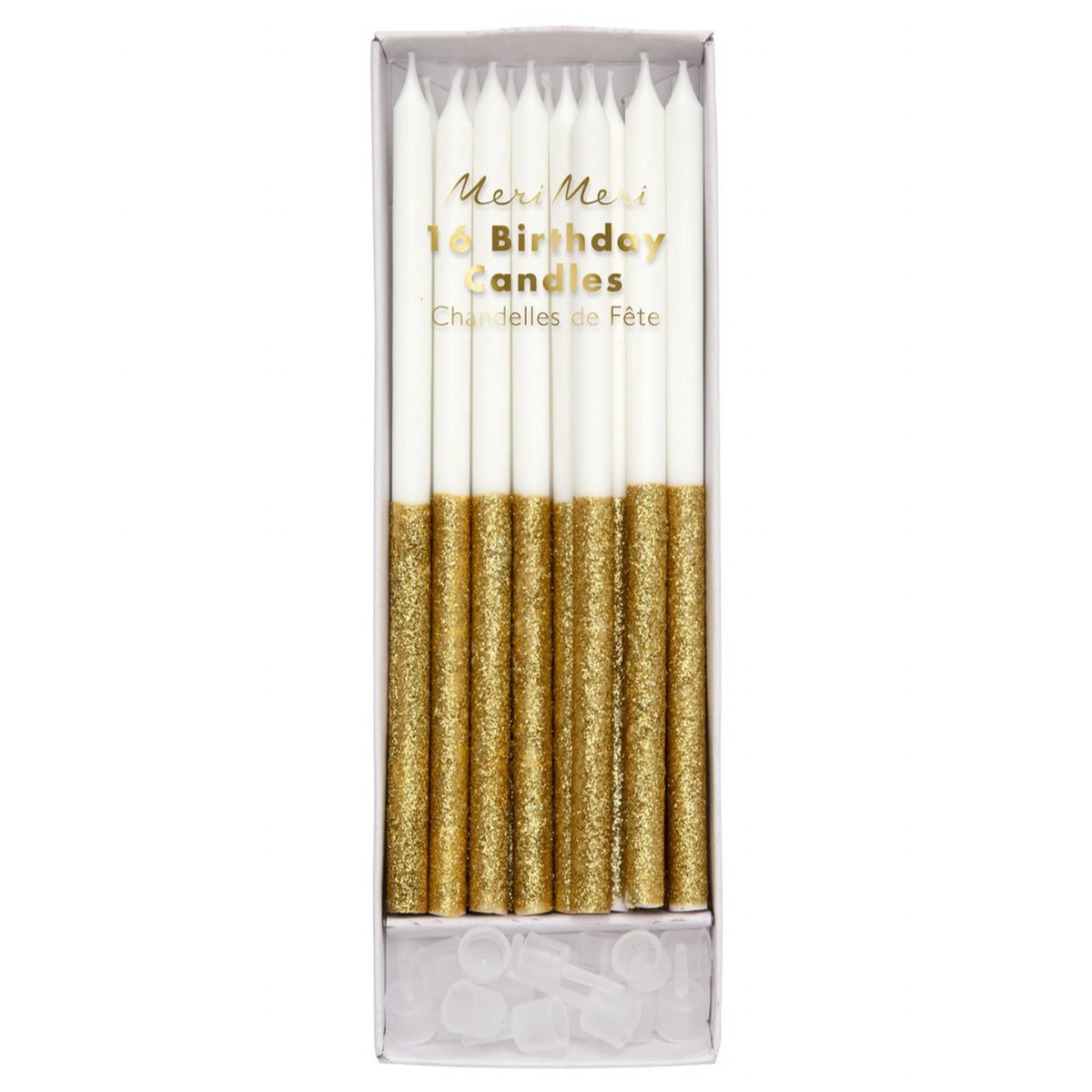 Gold Glitter Dipped Candles (x16)