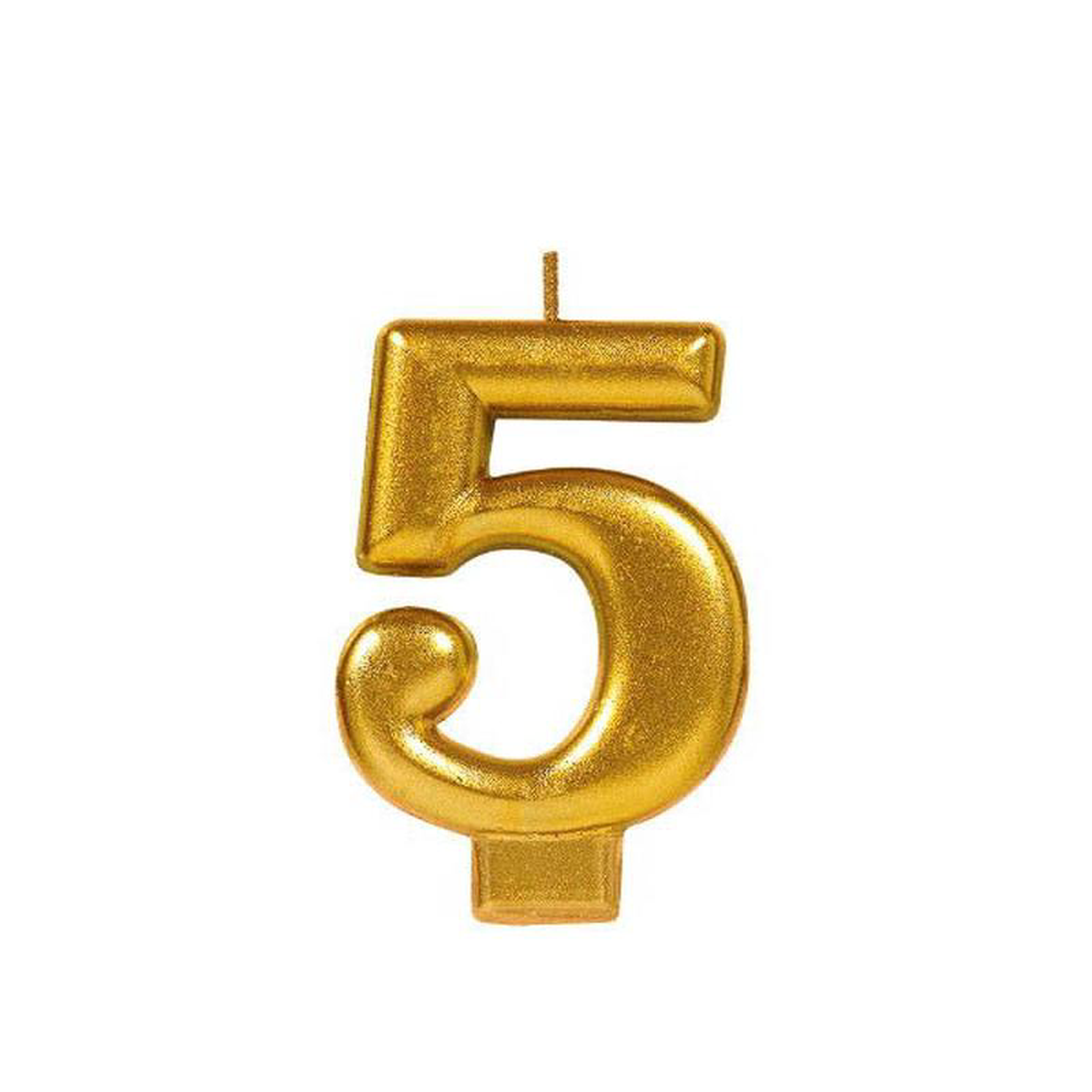 Gold Numeral 5 Metallic Candle