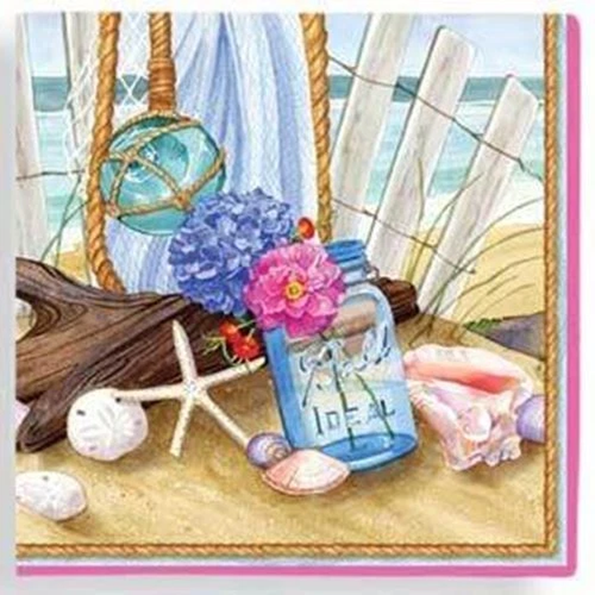 Tropical Seaside Gathering 3 Ply Paper Cocktail Napkins Pack of 16