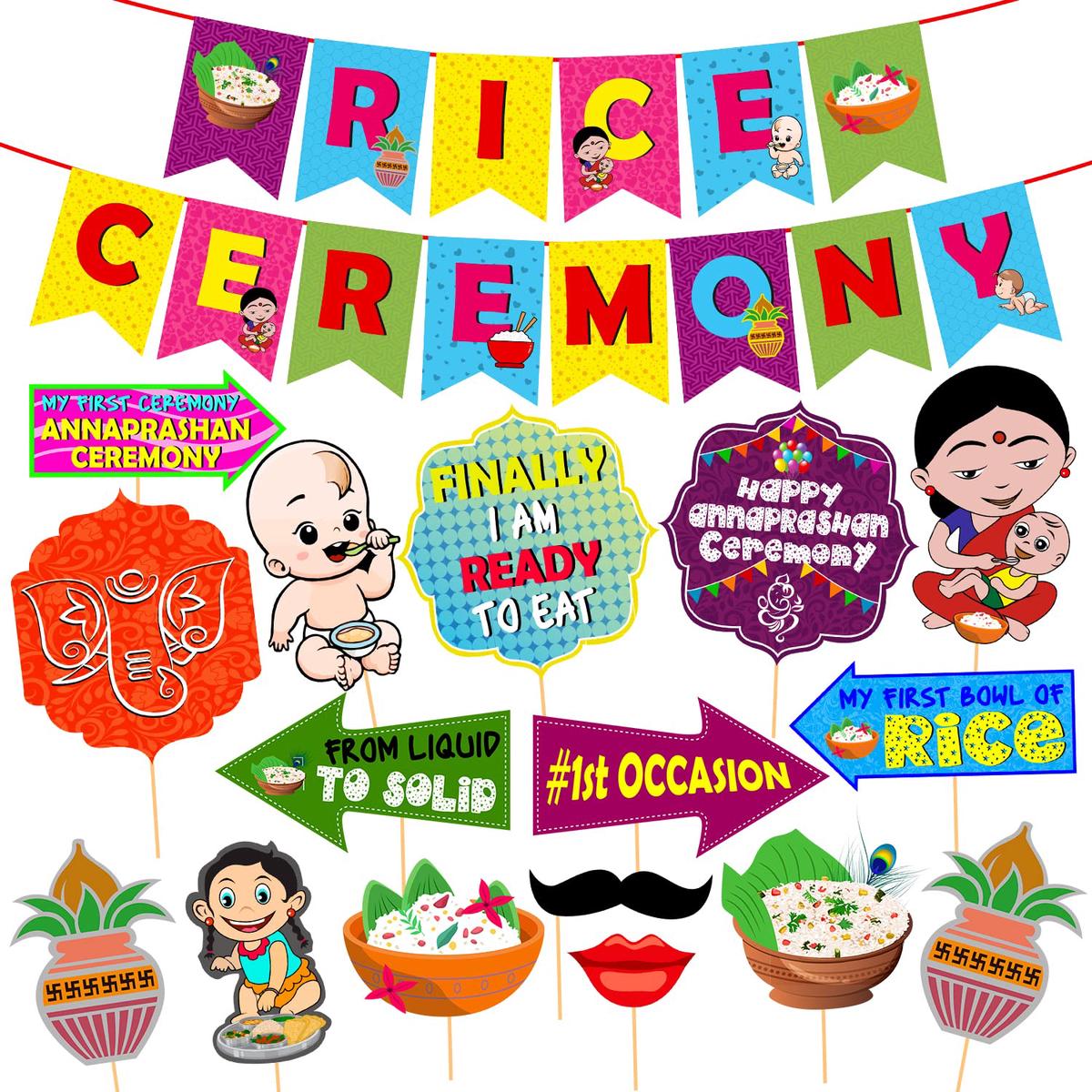 Annaprashan Decoration Items - 17Pcs for Rice Ceremony