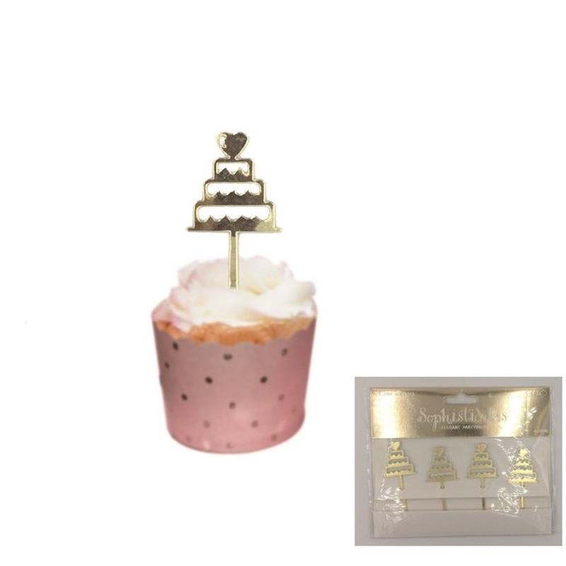 Cake Toppers Gold x4