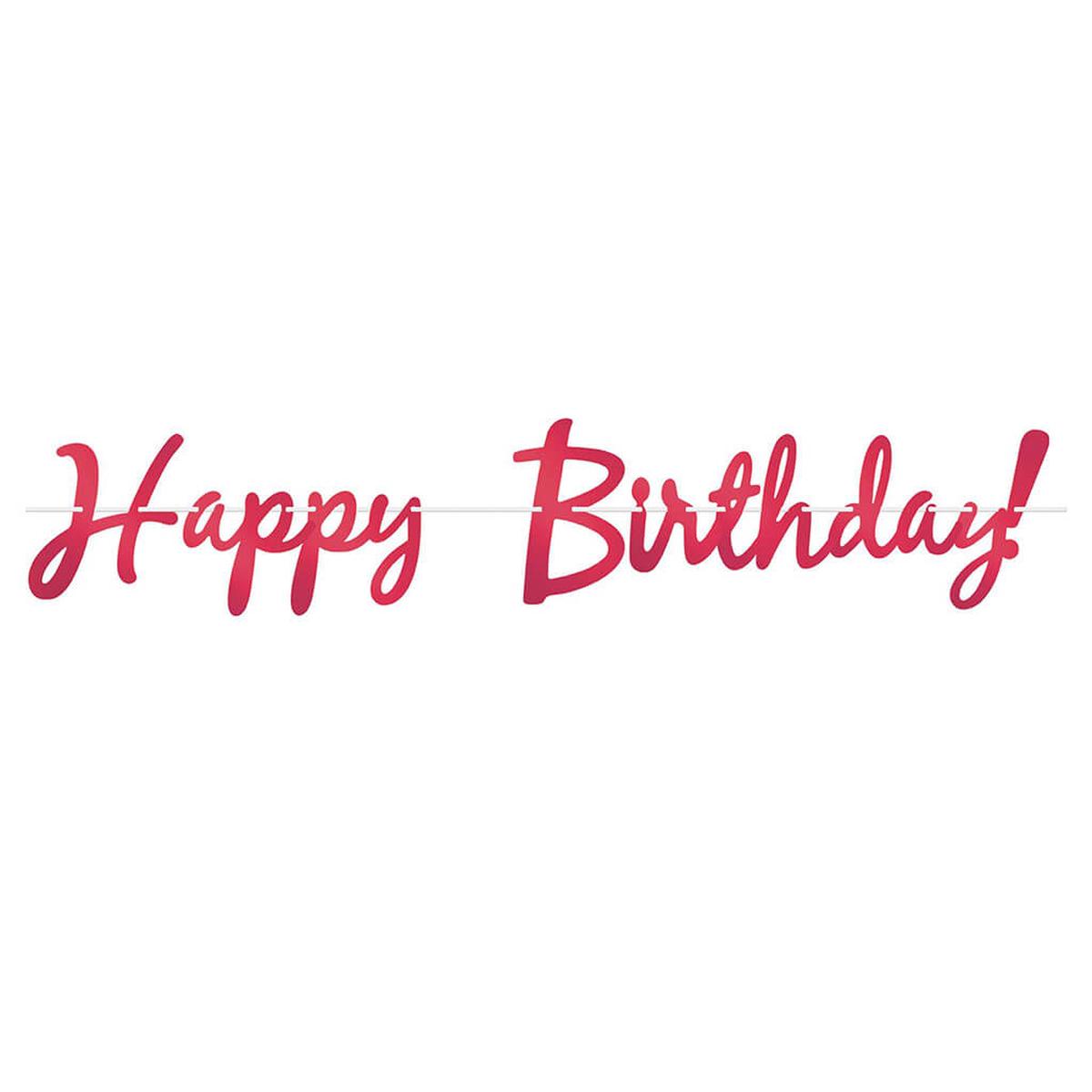Foil Happy Birthday Streamer 9in x 5ft Red