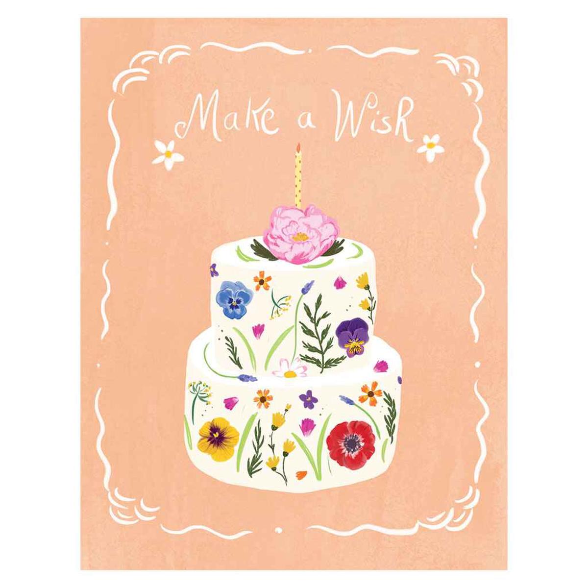 Floral Wish Cake Greeting Card