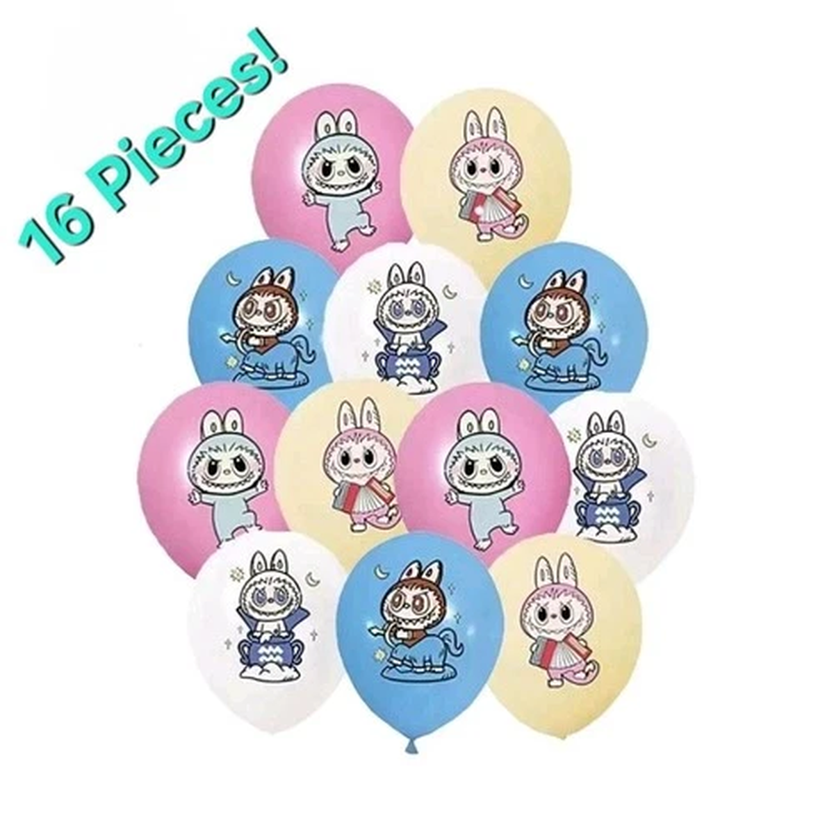 Monster Anime Cartoon Latex balloons hand stamped character 16 Pcs Mixed