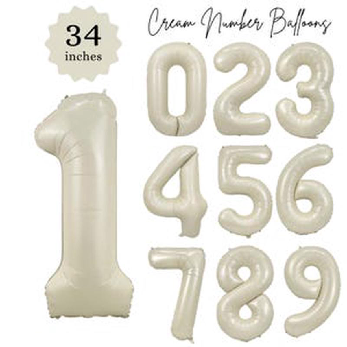 Number Foil Balloons 348243 Matte Creamy Latte