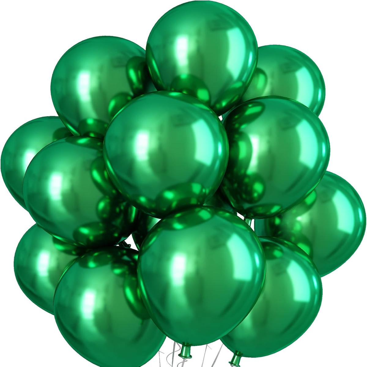 PARTY FUN Chrome Balloons 40 Pcs  Glossy Green Decoration Set