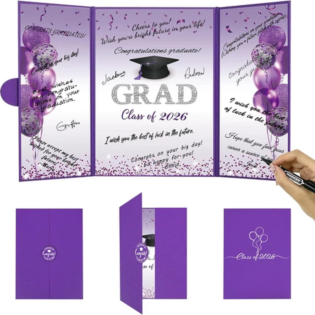 Purple Graduation Party Decorations, Class of 2026 Congratulations Graduates Alt