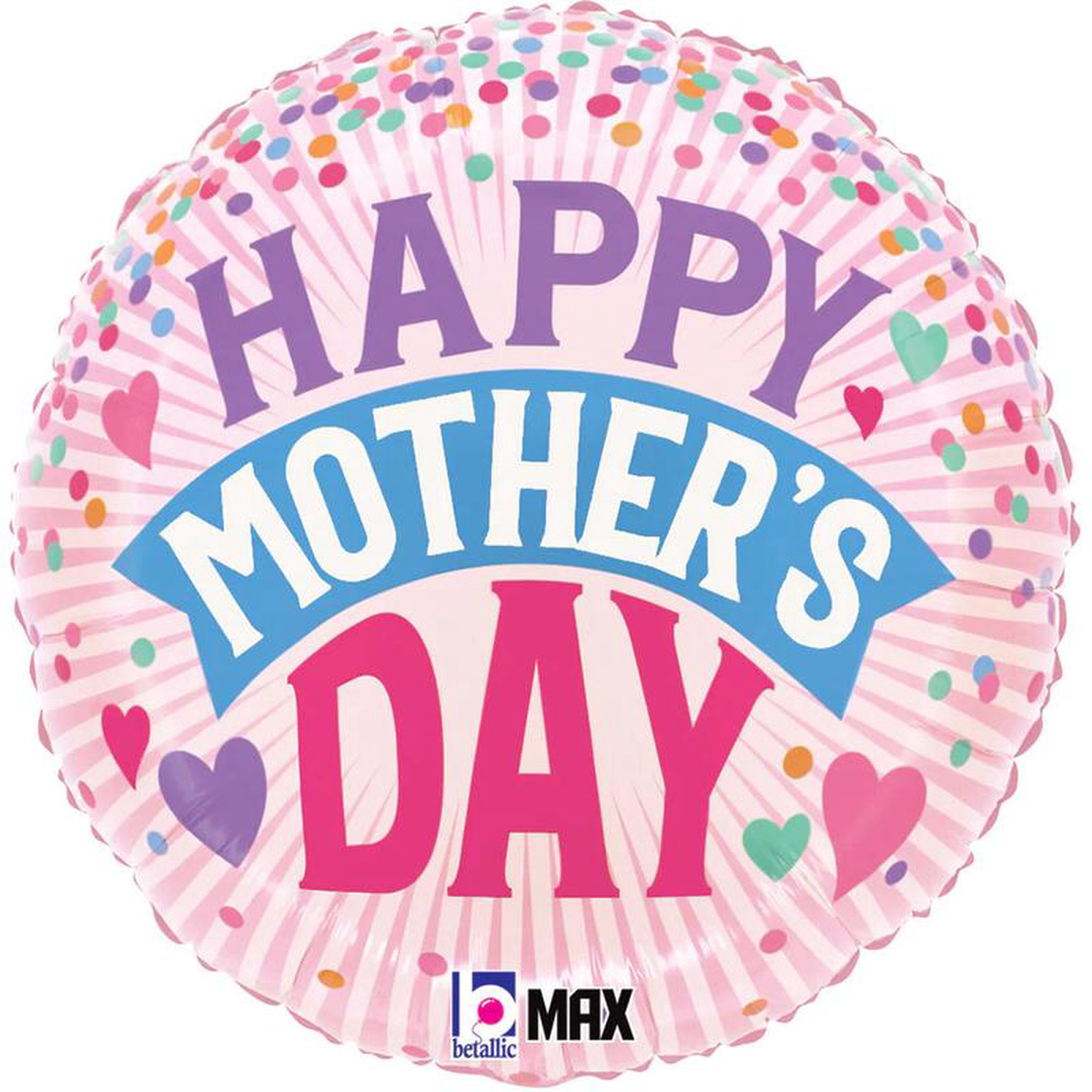 Betallic Mother8217s Day Sweet Hearts 18 inch MAX Float 40 Percent Recycled Round Balloon 1ct