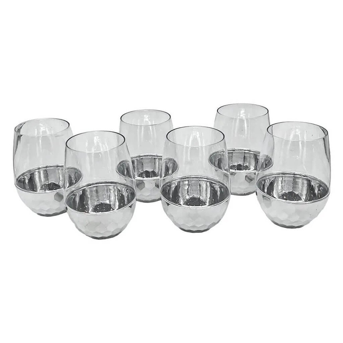 Lillian Stemless Clear Silver Vase Tumbler 15oz 6ct