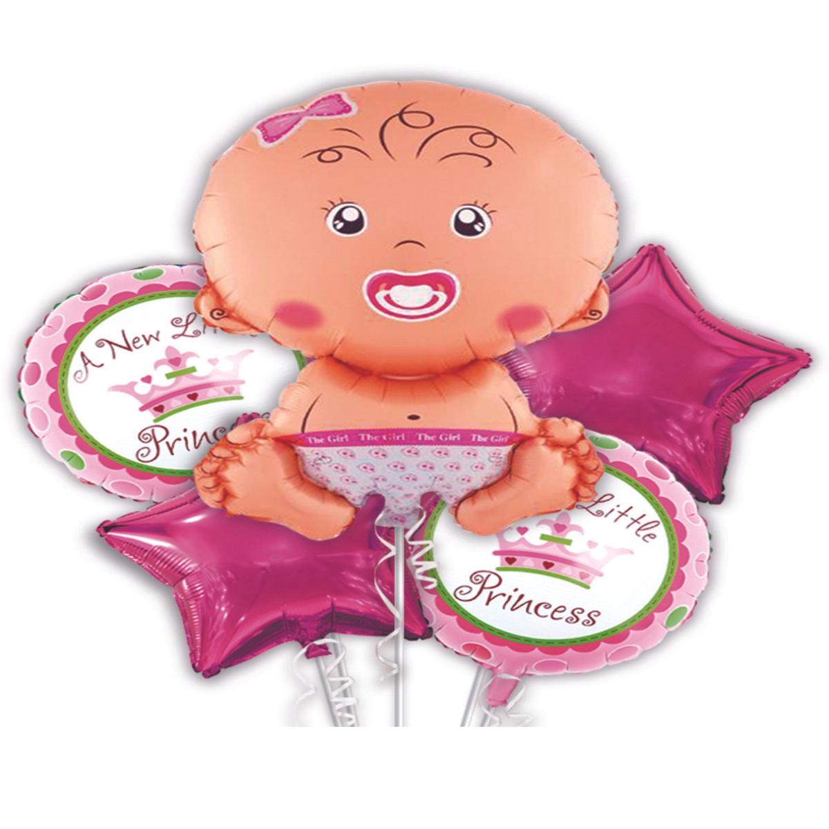 New Little Princess Kids Birthday Helium Balloon Bouquet Pink